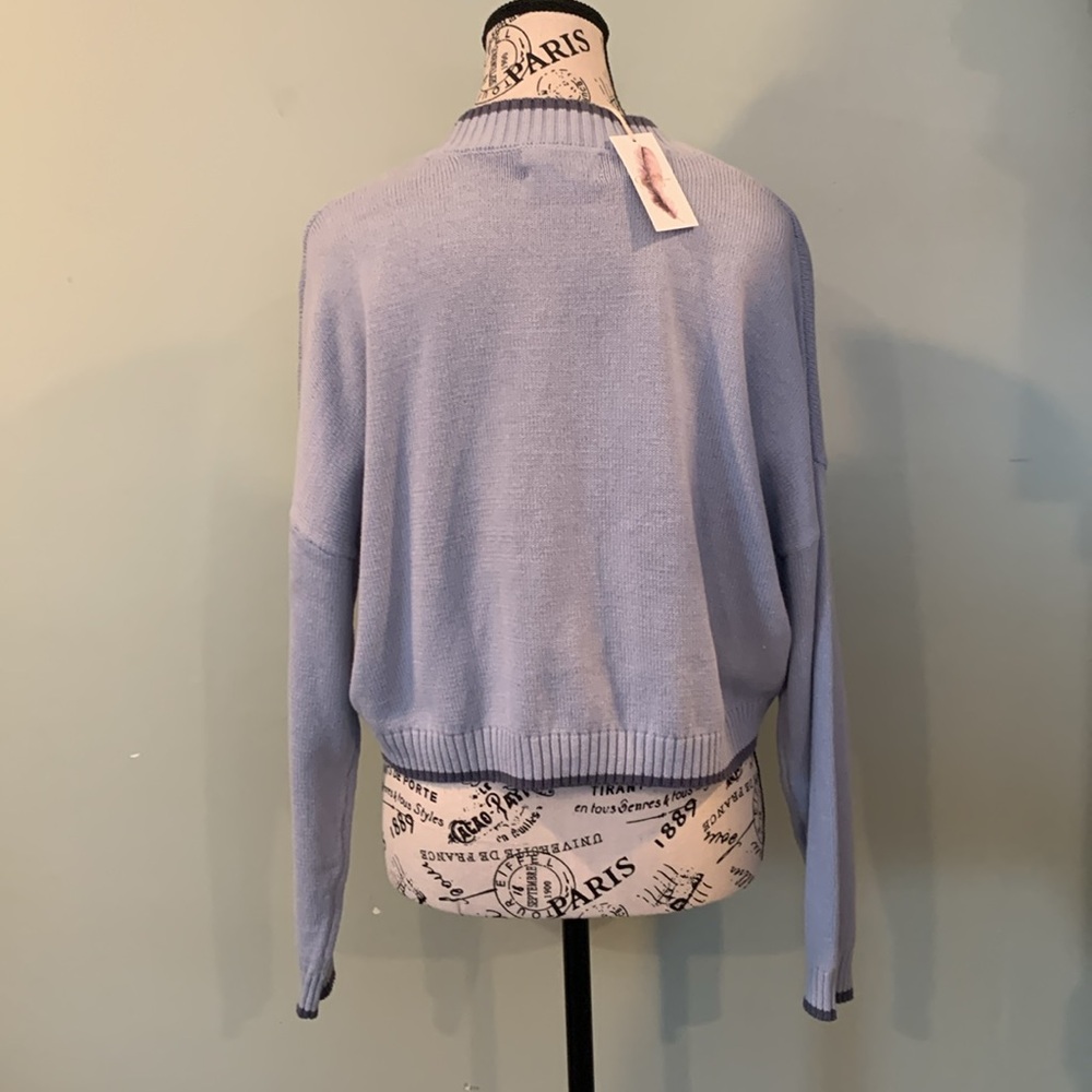 Jessica Simpson Blue Sunday Funday Drop Sleeve Pullover Sweater Women’s Small - Picture 2 of 8